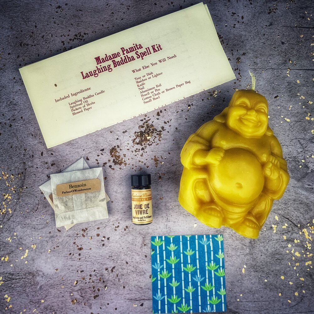 Laughing Buddha Abundance Candle Spell Kit Yellow