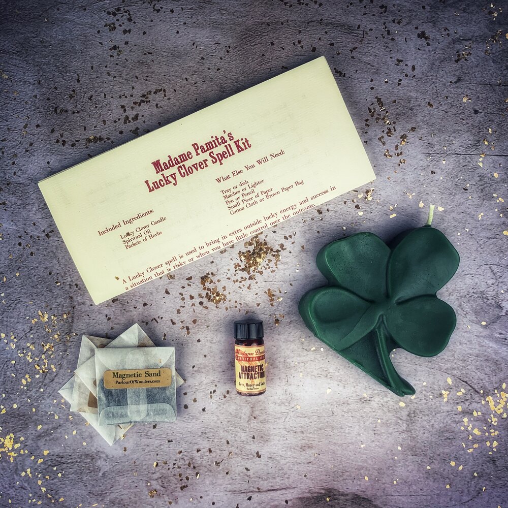 Lucky Clover Candle Spell Kit Green