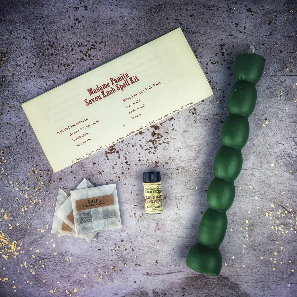 Seven Knob Candle Spell Kit Green