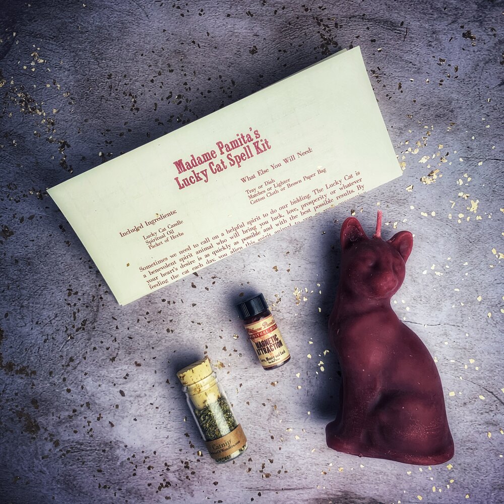 Lucky Cat Candle Spell Red