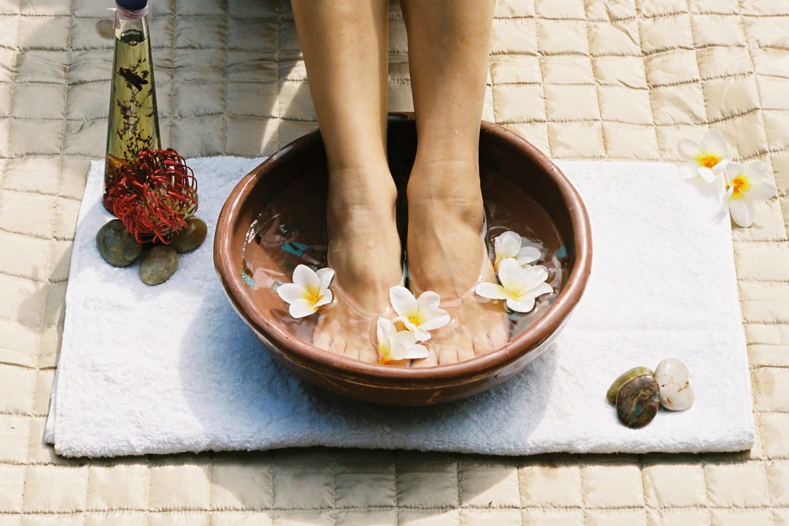 A magical foot bath can be created with a spiritual oil