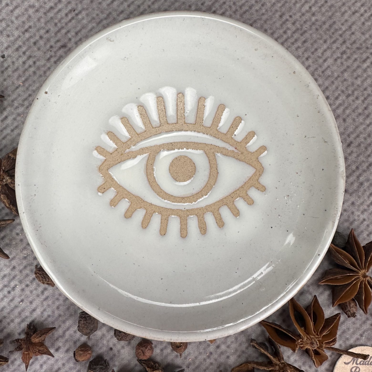 Evil Eye Stoneware Offering Tray