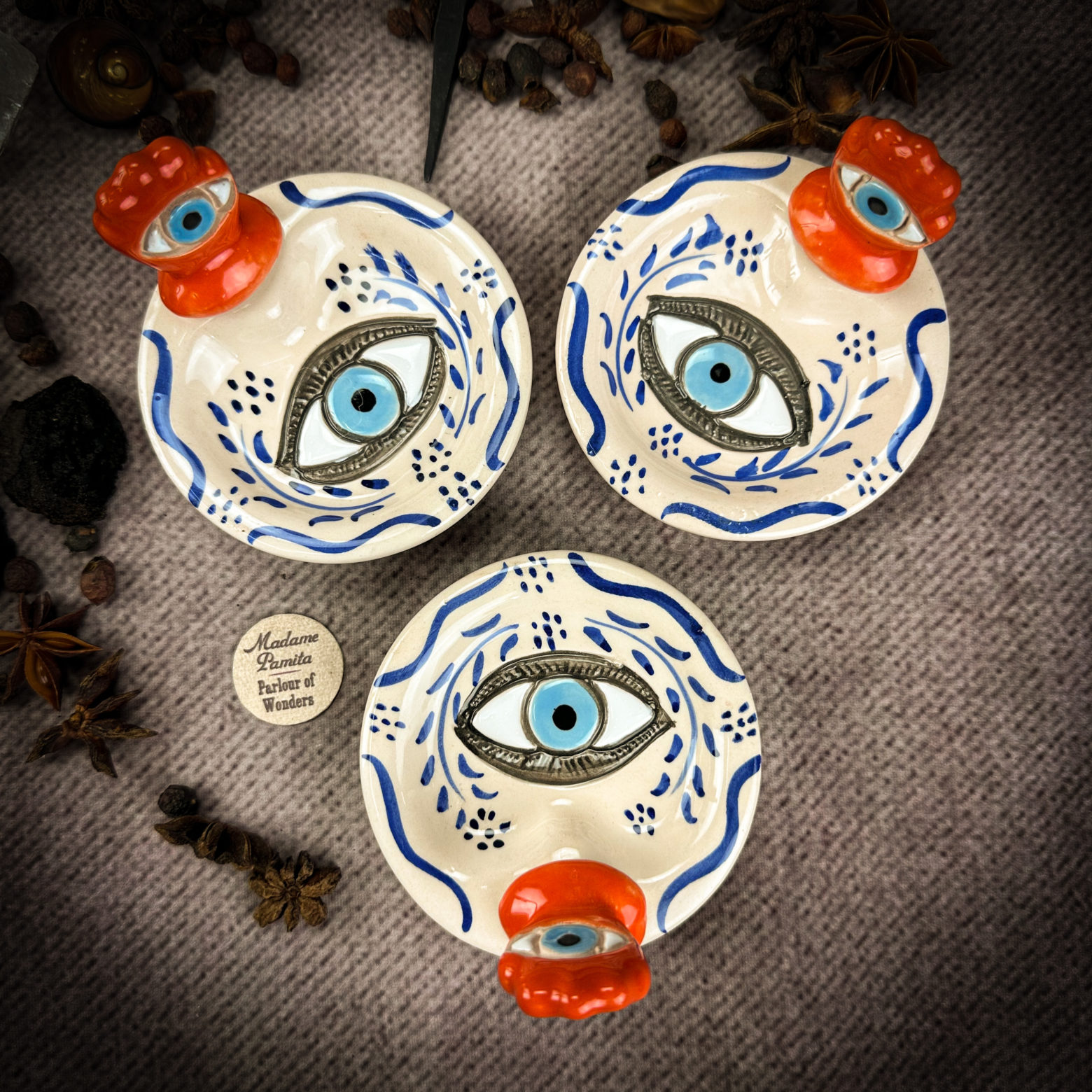 Hamsa Hand Evil Eye Ceramic Offering Tray