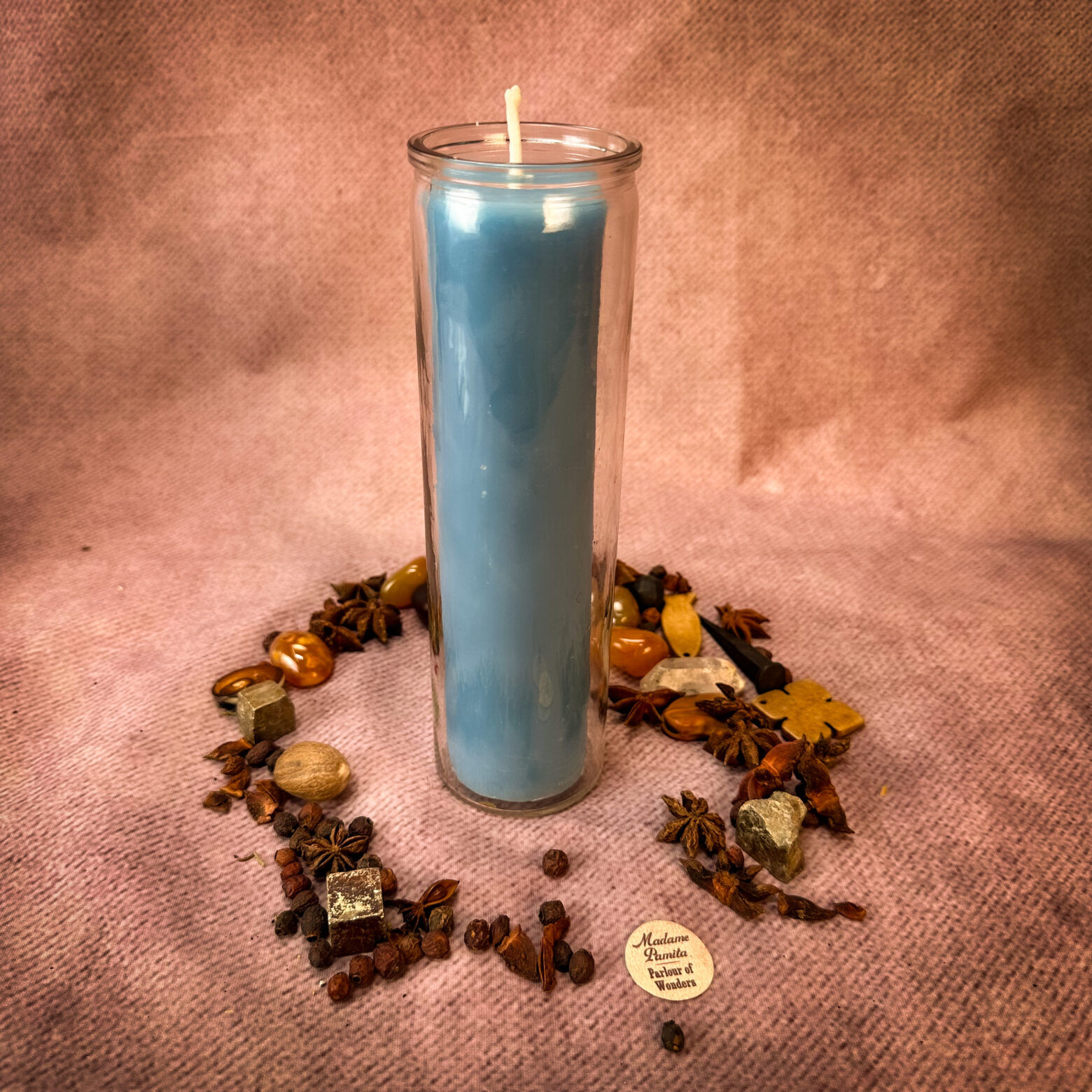 Blue Beeswax Vigil Candle