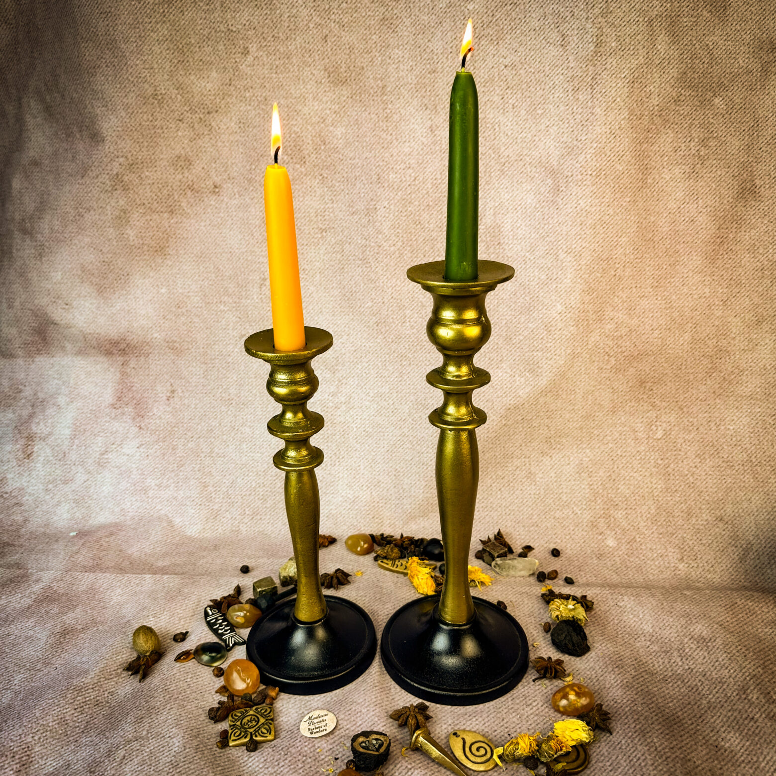 Baba Yaga Golden Spindle Candle Holder