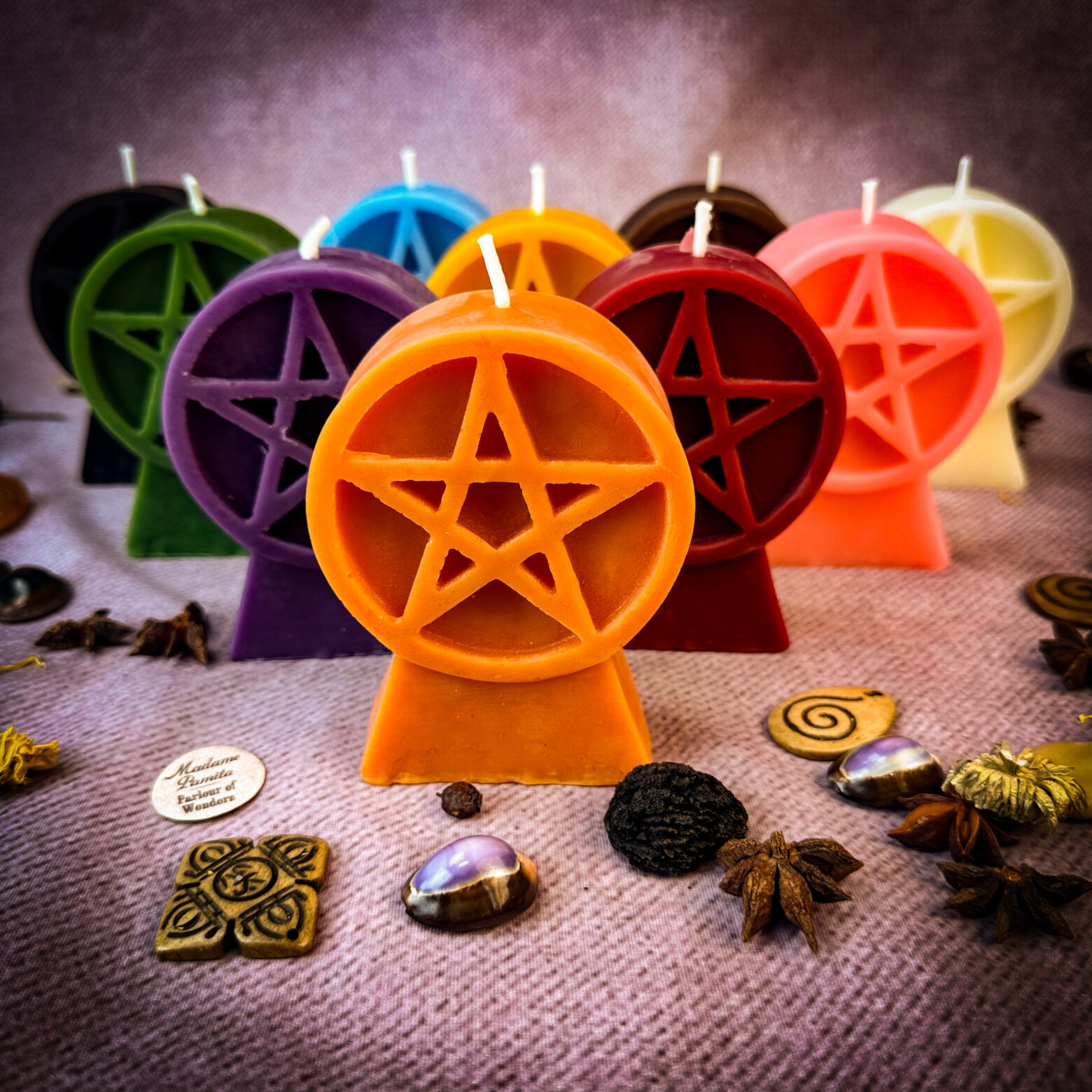 Beeswax Pentagram of Protection Spell Candle